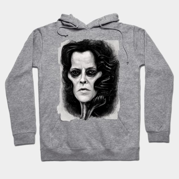 Sigourney Weaver Giger Style Hoodie by TMBTM